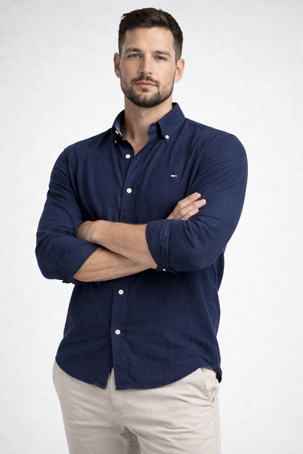 CAMISA SOCIAL CAMBRAIA DE LONHO MANGA LONGA RALPH LAUREN