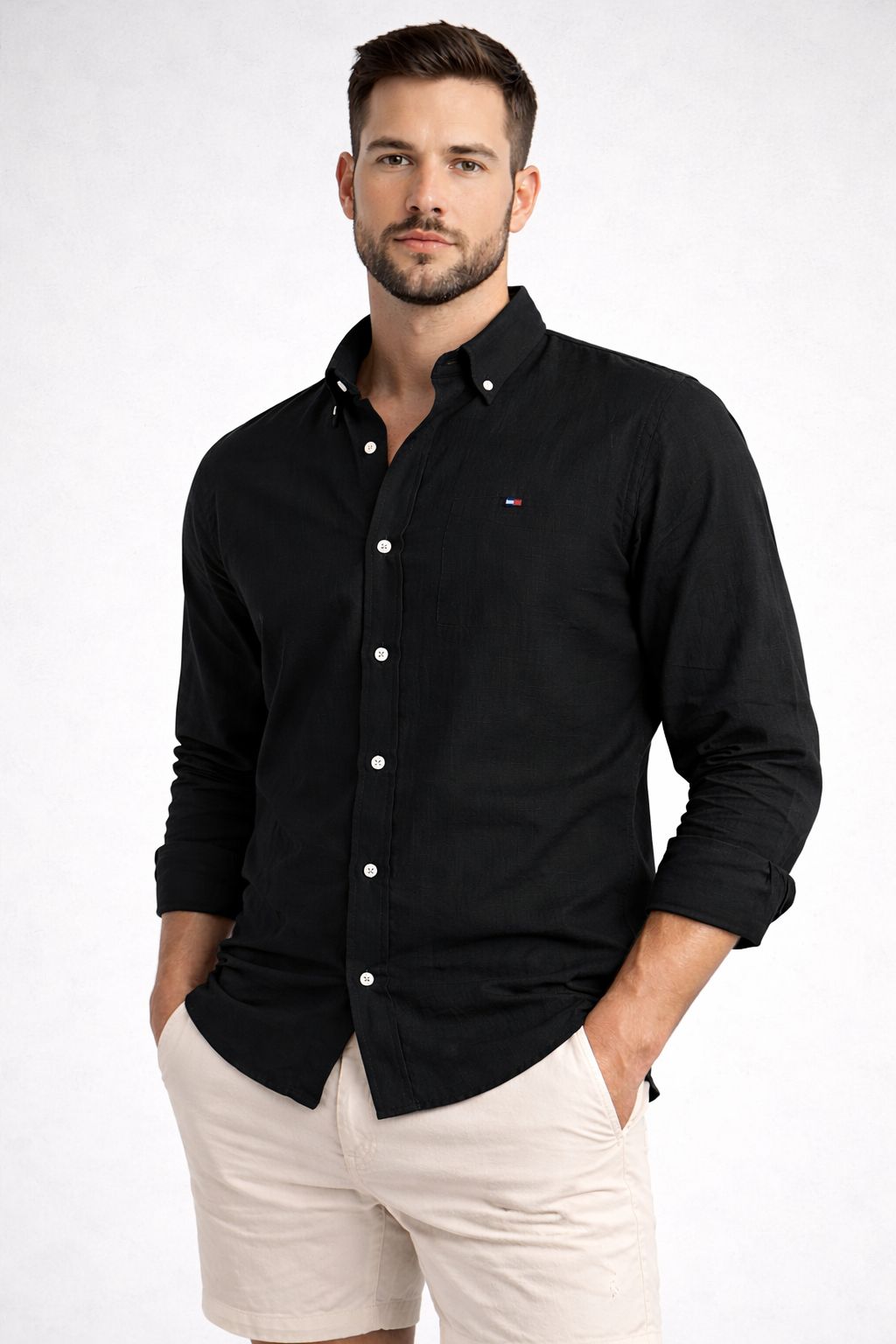 CAMISA SOCIAL CAMBRAIA DE LONHO MANGA LONGA RALPH LAUREN