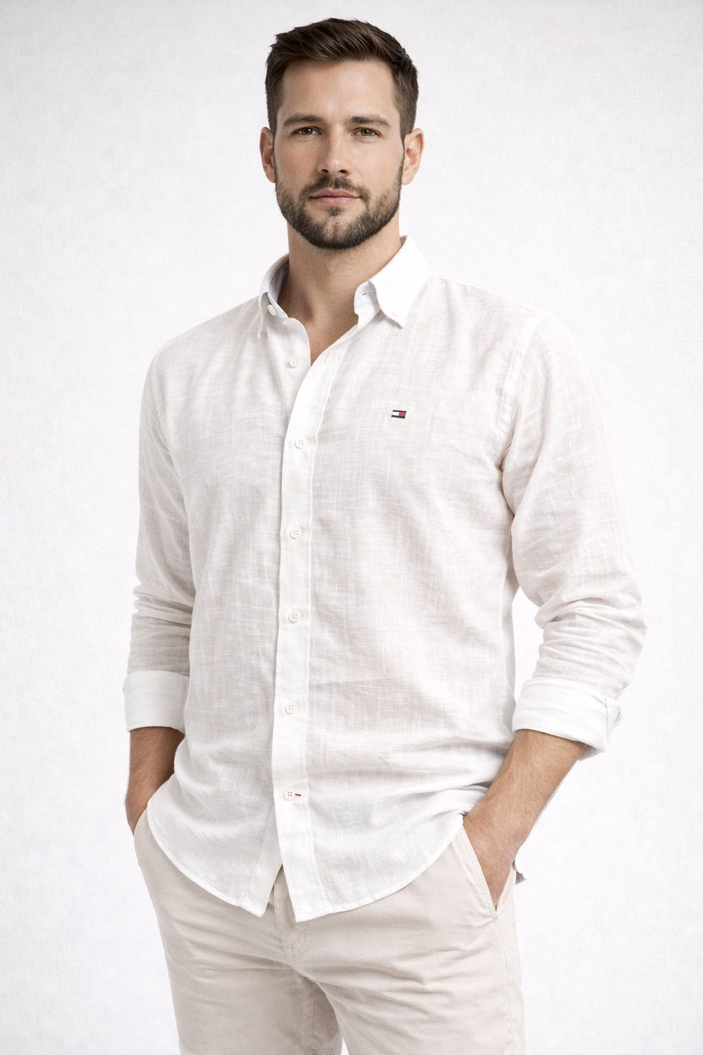 CAMISA SOCIAL CAMBRAIA DE LINHO MANGA LONGA RALP LAUREN