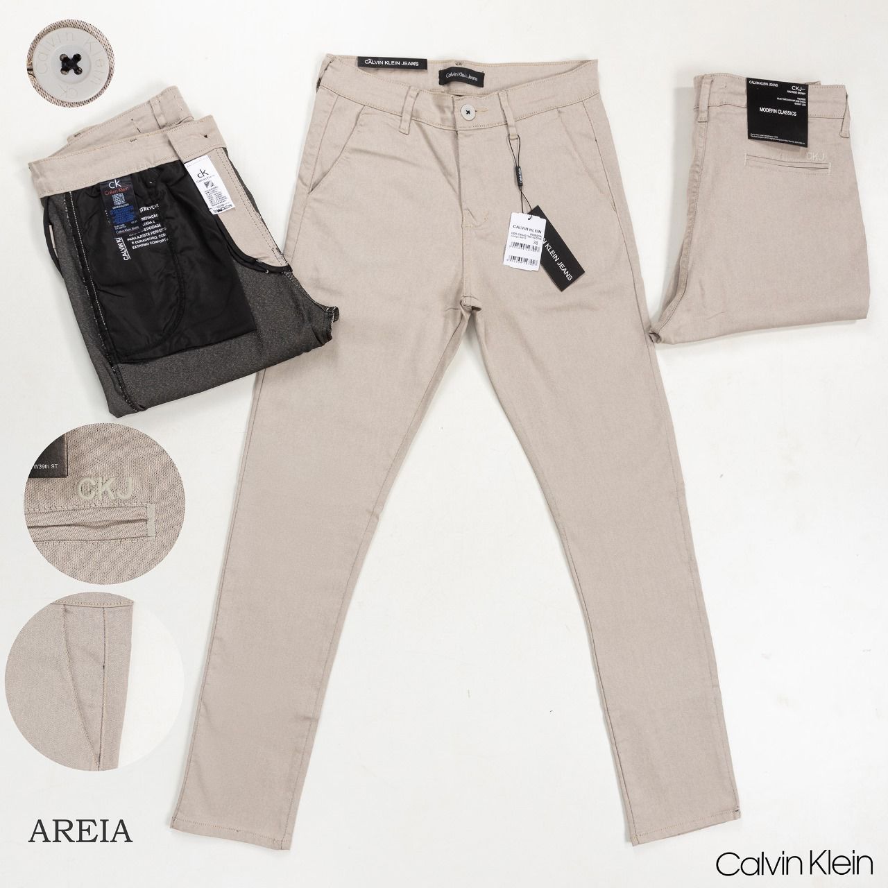 CALÇA SARJA ACETINA CALVIN KLEIN