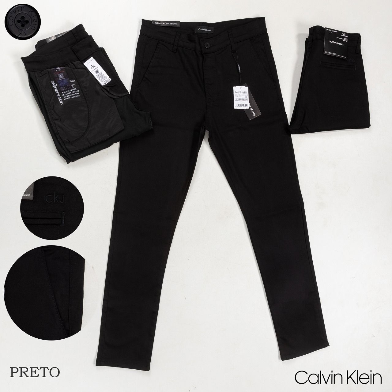 CALÇA SARJA ACETINA CALVIN KLEIN