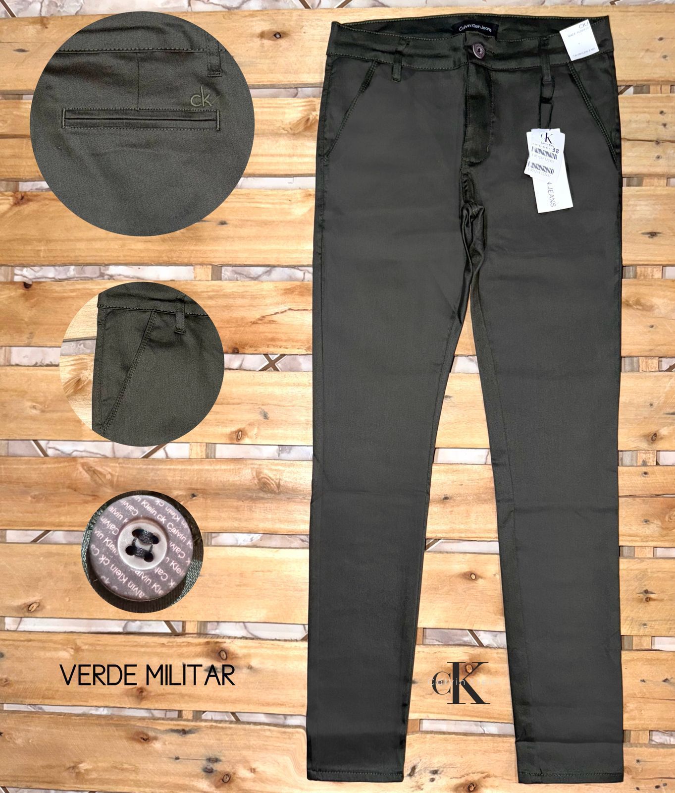 CALÇA SARJA ACETINA CALVIN KLEIN