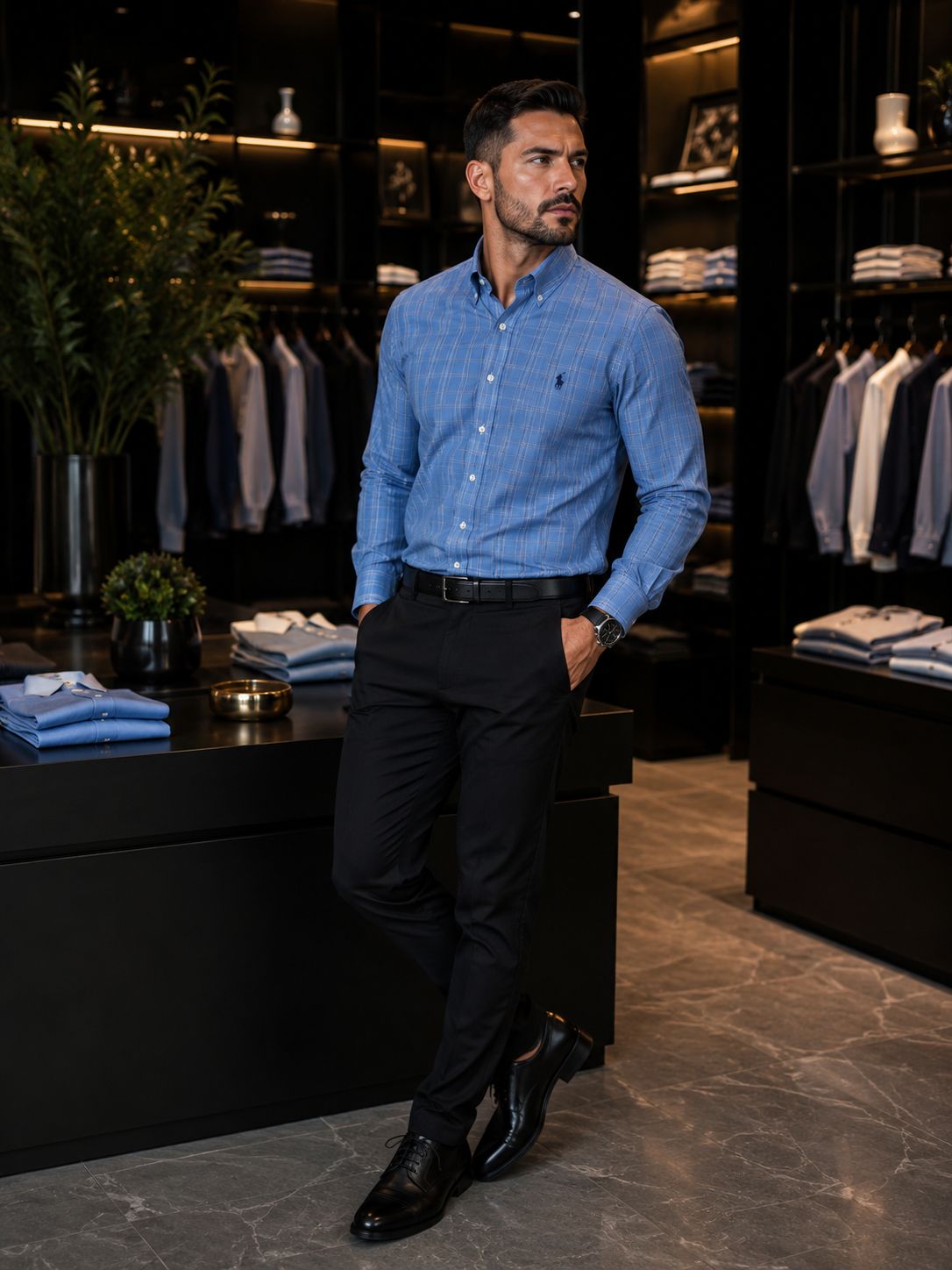 CAMISA SOCIAL XADREZ MANGA LONGA RALPH LAUREN